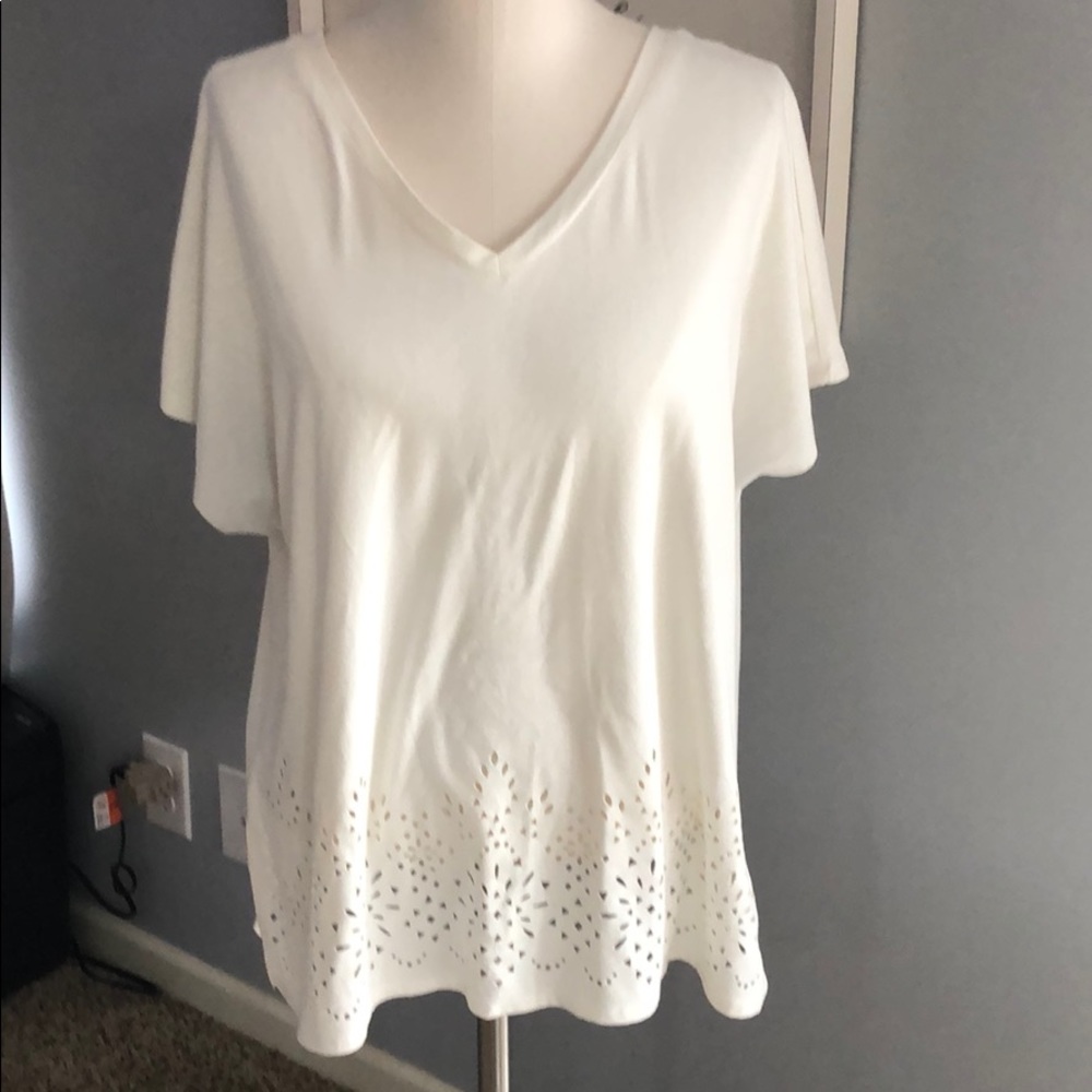 Faux suede cut out detail tee